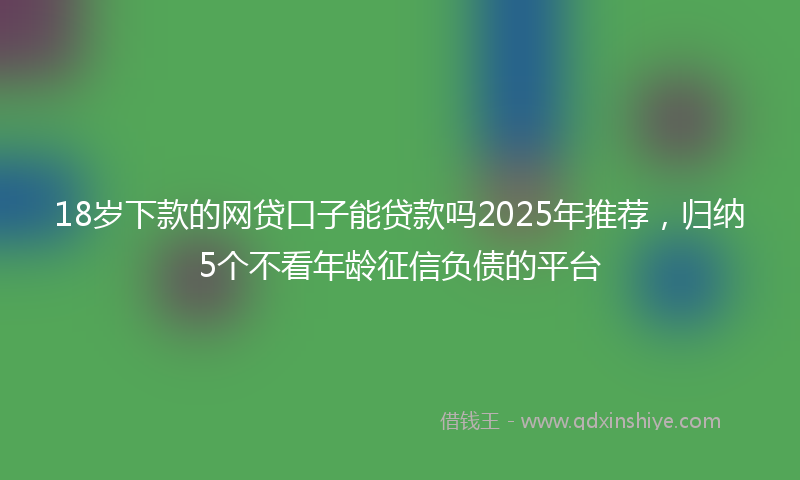 18岁下款的网贷口子能贷款吗2025年推荐，归纳5个不看年龄征信负债的平台