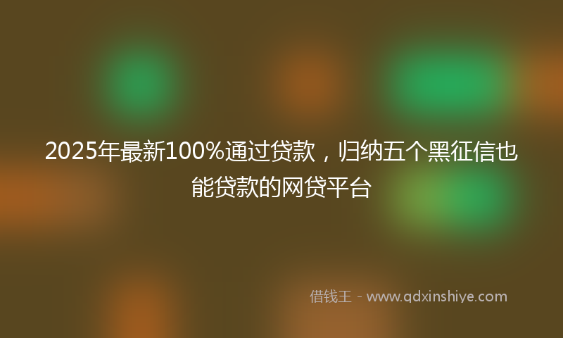 2025年最新100%通过贷款，归纳五个黑征信也能贷款的网贷平台