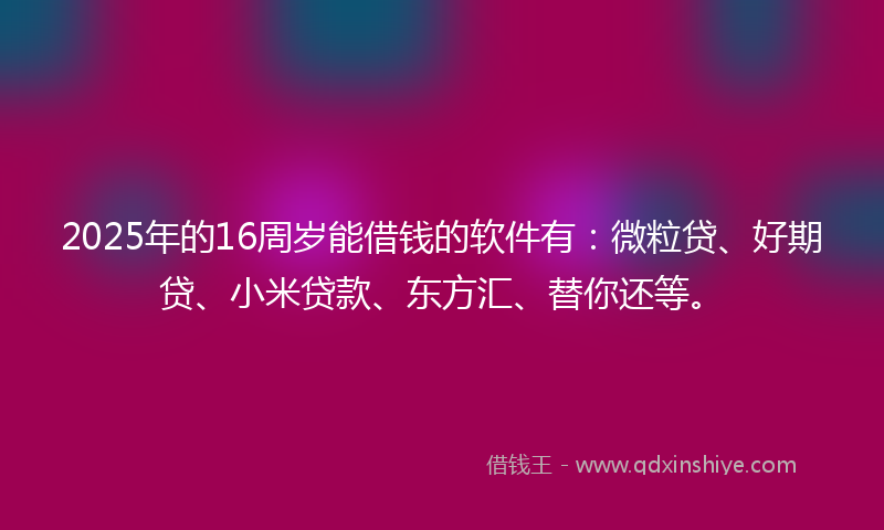 2025年的16周岁能借钱的软件有：微粒贷、好期贷、小米贷款、东方汇、替你还等。