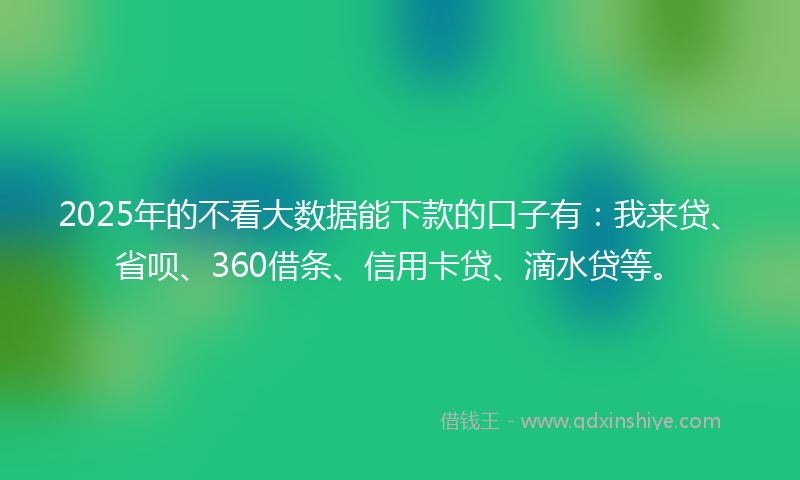 2025年的不看大数据能下款的口子有：我来贷、省呗、360借条、信用卡贷、滴水贷等。