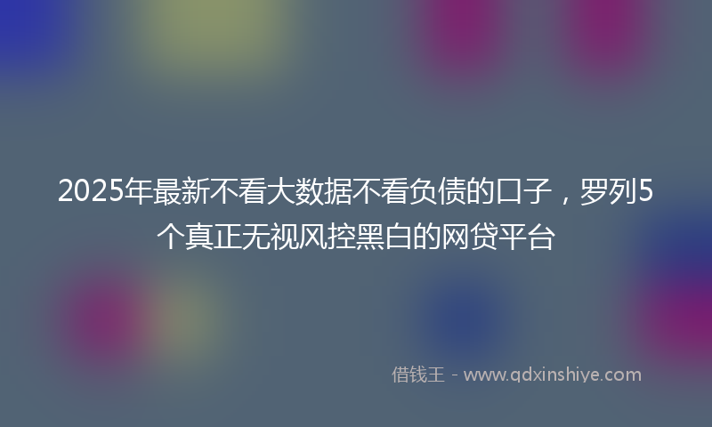 2025年最新不看大数据不看负债的口子，罗列5个真正无视风控黑白的网贷平台