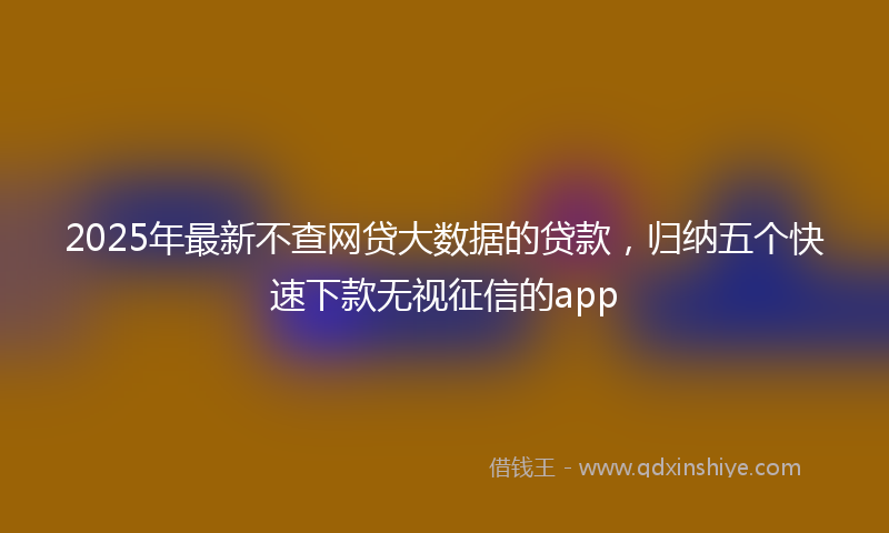 2025年最新不查网贷大数据的贷款，归纳五个快速下款无视征信的app