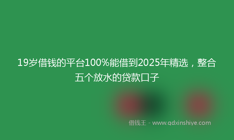 19岁借钱的平台100%能借到2025年精选，整合五个放水的贷款口子