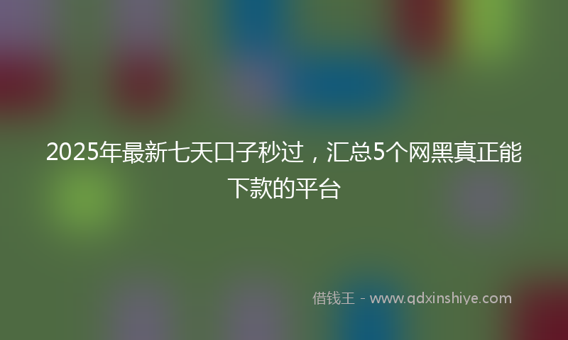 2025年最新七天口子秒过，汇总5个网黑真正能下款的平台