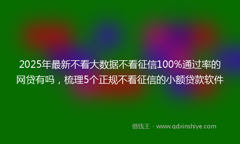 2025年最新不看大数据不看征信100%通过率的网贷有吗，梳理5个正规不看征信的小额贷款软件