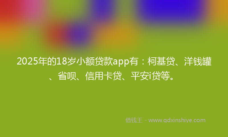 2025年的18岁小额贷款app有：柯基贷、洋钱罐、省呗、信用卡贷、平安i贷等。