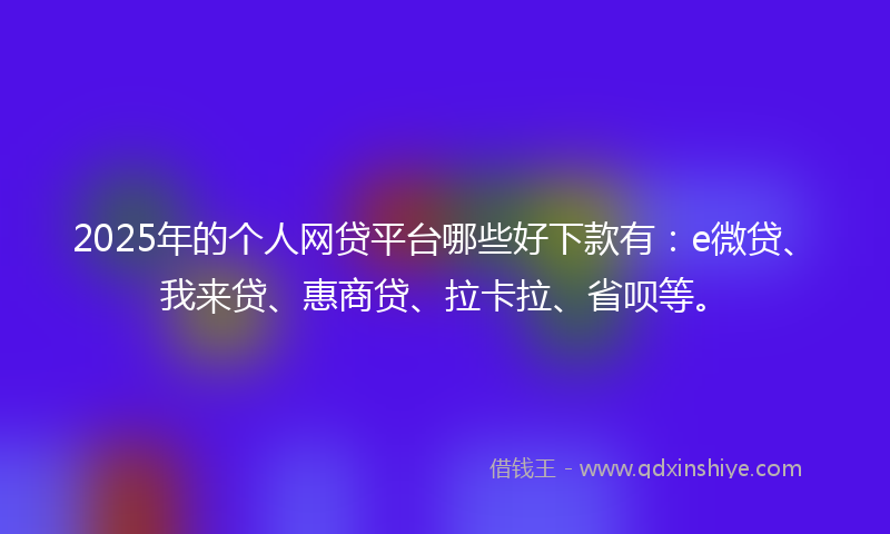 2025年的个人网贷平台哪些好下款有：e微贷、我来贷、惠商贷、拉卡拉、省呗等。