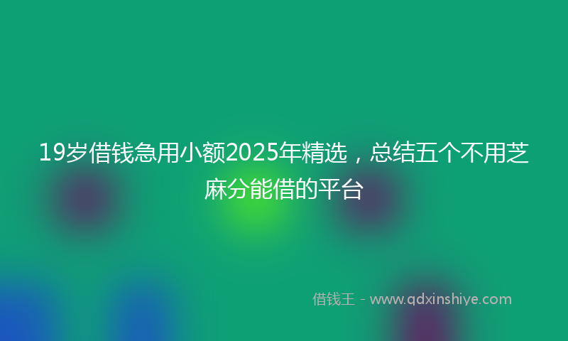 19岁借钱急用小额2025年精选，总结五个不用芝麻分能借的平台