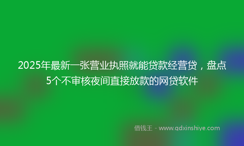 2025年最新一张营业执照就能贷款经营贷，盘点5个不审核夜间直接放款的网贷软件