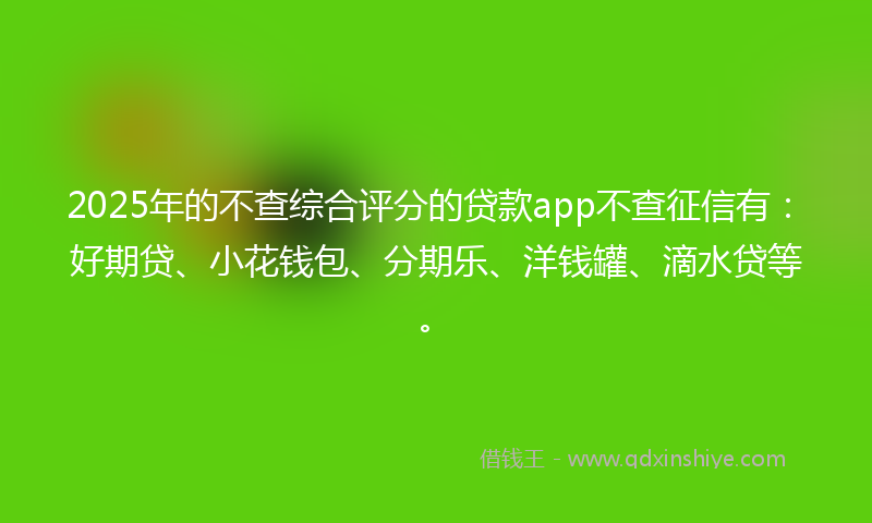 2025年的不查综合评分的贷款app不查征信有：好期贷、小花钱包、分期乐、洋钱罐、滴水贷等。