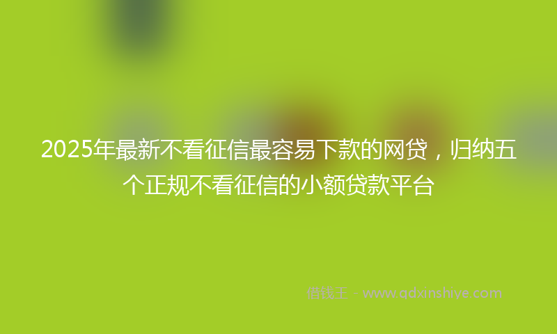 2025年最新不看征信最容易下款的网贷，归纳五个正规不看征信的小额贷款平台