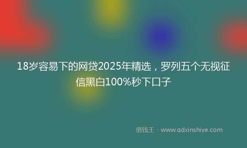 18岁容易下的网贷2025年精选，罗列五个无视征信黑白100%秒下口子