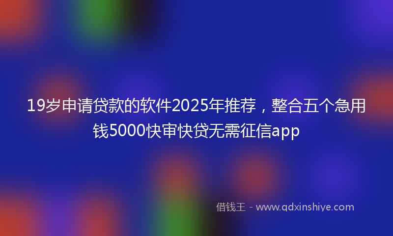 19岁申请贷款的软件2025年推荐，整合五个急用钱5000快审快贷无需征信app