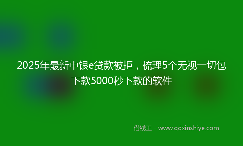 2025年最新中银e贷款被拒，梳理5个无视一切包下款5000秒下款的软件