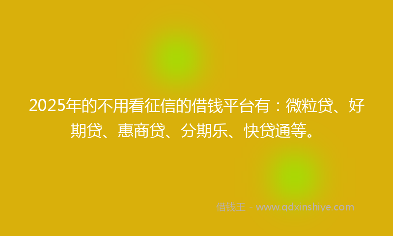 2025年的不用看征信的借钱平台有：微粒贷、好期贷、惠商贷、分期乐、快贷通等。