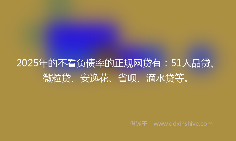2025年的不看负债率的正规网贷有：51人品贷、微粒贷、安逸花、省呗、滴水贷等。