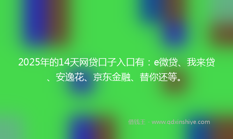 2025年的14天网贷口子入口有：e微贷、我来贷、安逸花、京东金融、替你还等。