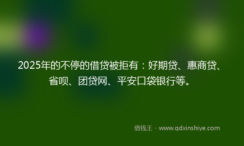 2025年的不停的借贷被拒有：好期贷、惠商贷、省呗、团贷网、平安口袋银行等。