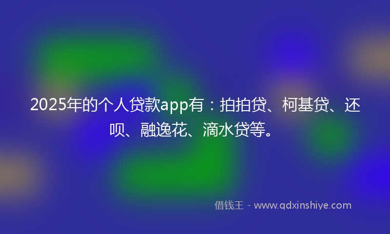 2025年的个人贷款app有：拍拍贷、柯基贷、还呗、融逸花、滴水贷等。