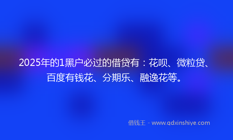 2025年的1黑户必过的借贷有：花呗、微粒贷、百度有钱花、分期乐、融逸花等。