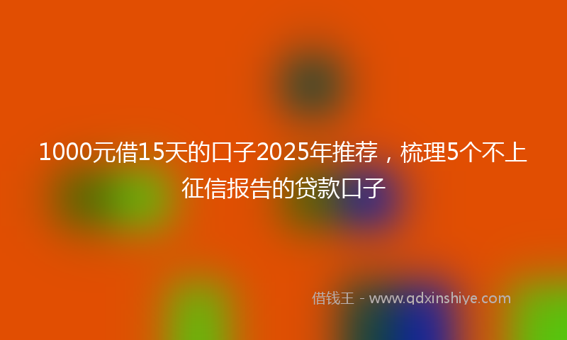 1000元借15天的口子2025年推荐，梳理5个不上征信报告的贷款口子