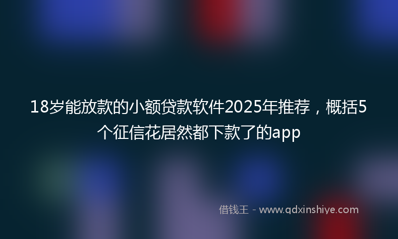 18岁能放款的小额贷款软件2025年推荐，概括5个征信花居然都下款了的app