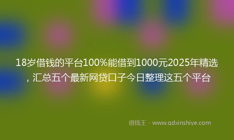 18岁借钱的平台100%能借到1000元2025年精选，汇总五个最新网贷口子今日整理这五个平台