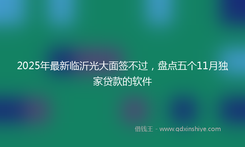 2025年最新临沂光大面签不过，盘点五个11月独家贷款的软件