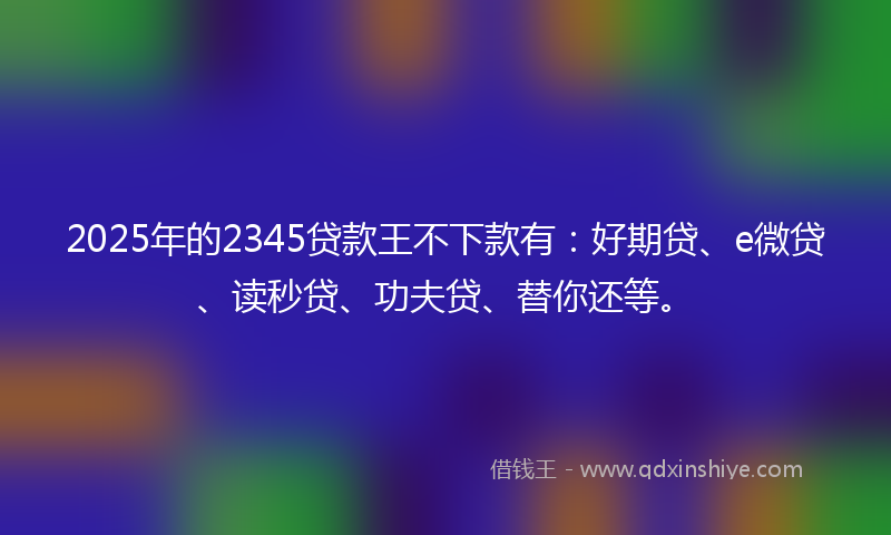 2025年的2345贷款王不下款有：好期贷、e微贷、读秒贷、功夫贷、替你还等。