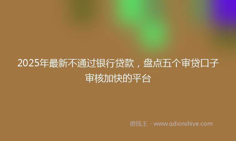 2025年最新不通过银行贷款，盘点五个审贷口子审核加快的平台