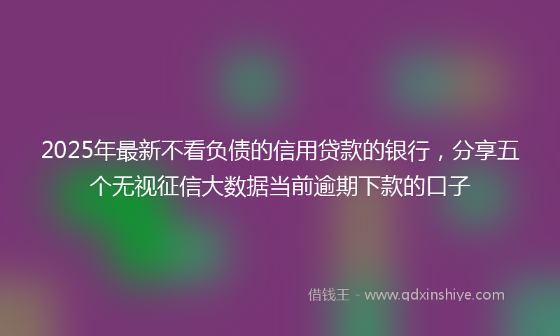 2025年最新不看负债的信用贷款的银行，分享五个无视征信大数据当前逾期下款的口子