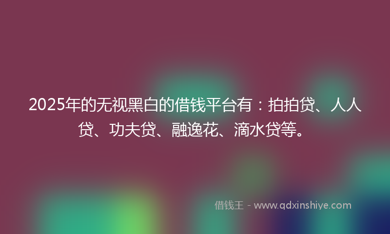 2025年的无视黑白的借钱平台有：拍拍贷、人人贷、功夫贷、融逸花、滴水贷等。
