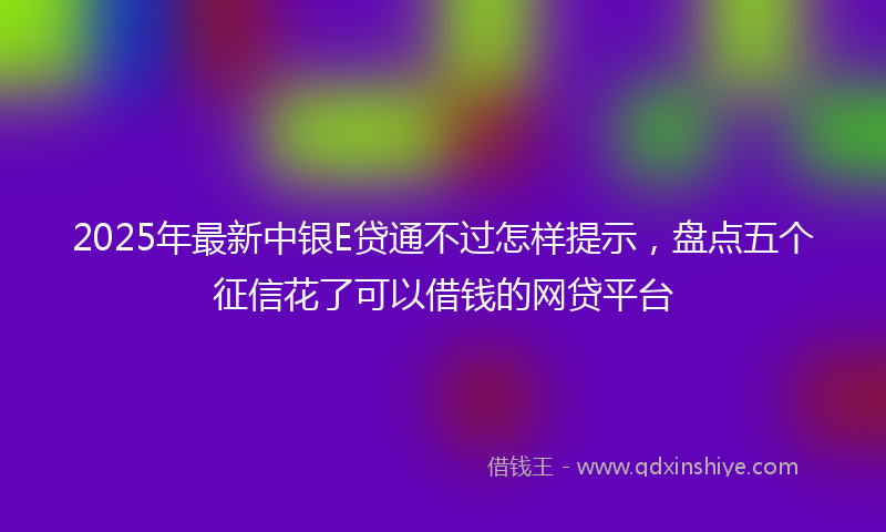 2025年最新中银E贷通不过怎样提示，盘点五个征信花了可以借钱的网贷平台