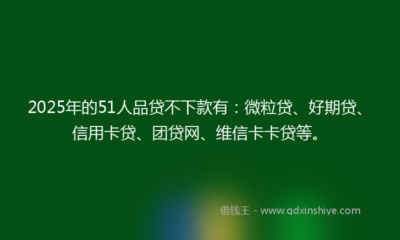 2025年的51人品贷不下款有：微粒贷、好期贷、信用卡贷、团贷网、维信卡卡贷等。