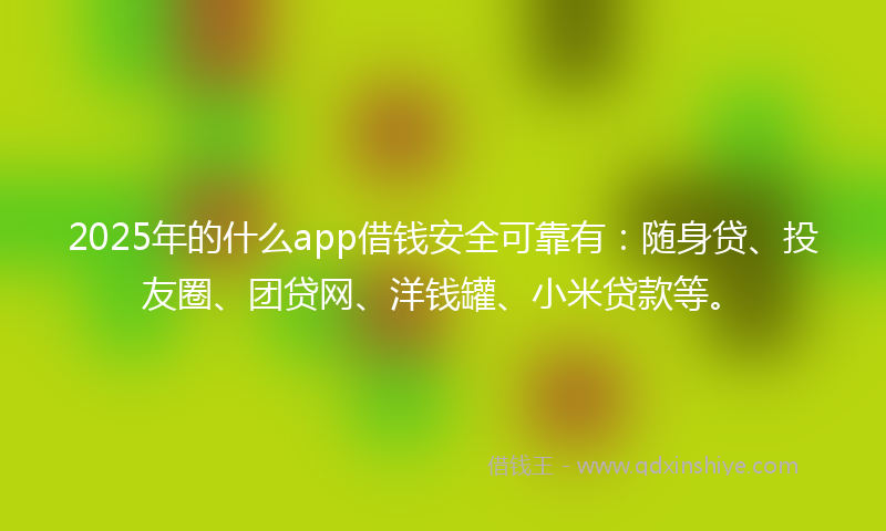 2025年的什么app借钱安全可靠有：随身贷、投友圈、团贷网、洋钱罐、小米贷款等。