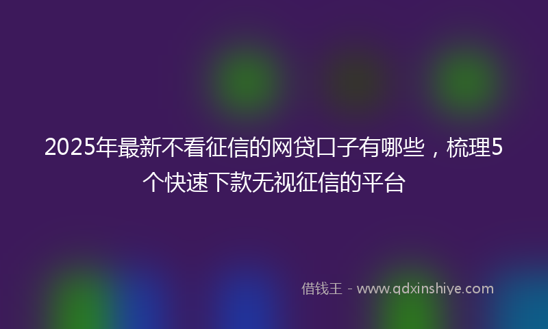 2025年最新不看征信的网贷口子有哪些，梳理5个快速下款无视征信的平台