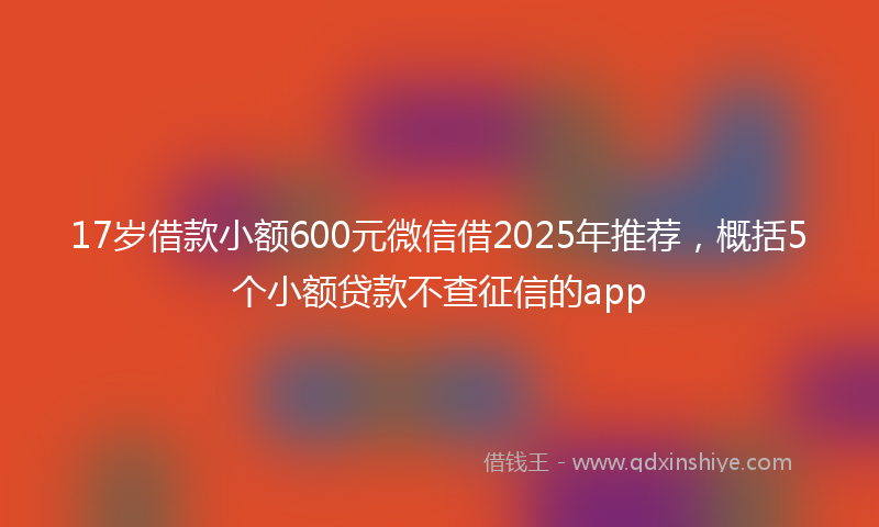 17岁借款小额600元微信借2025年推荐，概括5个小额贷款不查征信的app