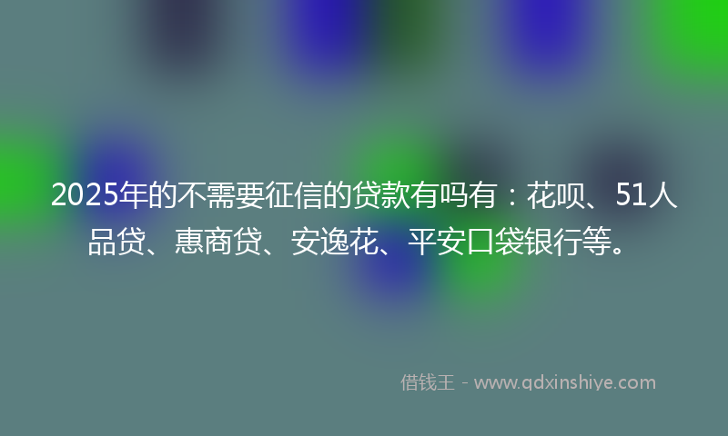 2025年的不需要征信的贷款有吗有：花呗、51人品贷、惠商贷、安逸花、平安口袋银行等。