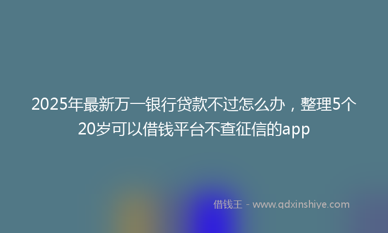 2025年最新万一银行贷款不过怎么办，整理5个20岁可以借钱平台不查征信的app