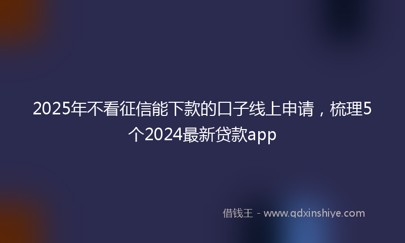 2025年不看征信能下款的口子线上申请，梳理5个2024最新贷款app