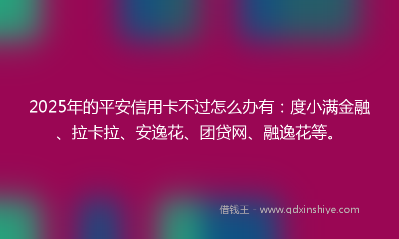 2025年的平安信用卡不过怎么办有：度小满金融、拉卡拉、安逸花、团贷网、融逸花等。