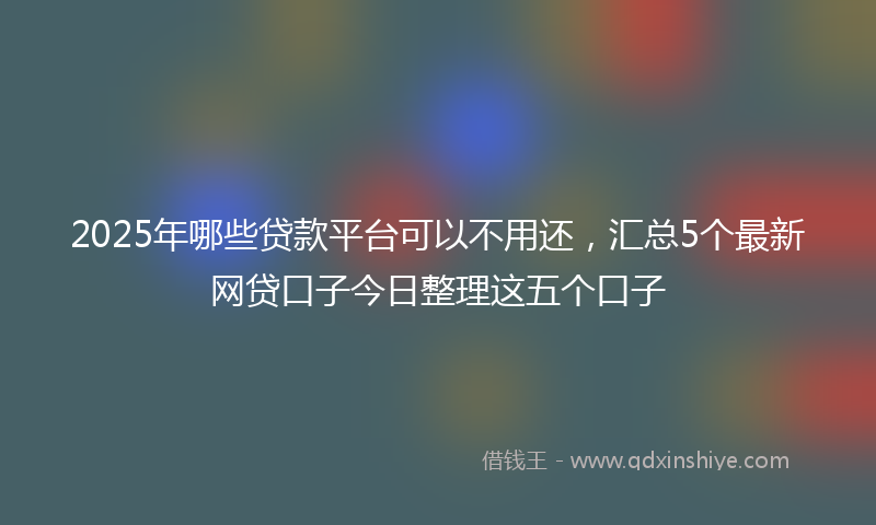 2025年哪些贷款平台可以不用还，汇总5个最新网贷口子今日整理这五个口子