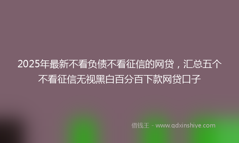 2025年最新不看负债不看征信的网贷，汇总五个不看征信无视黑白百分百下款网贷口子
