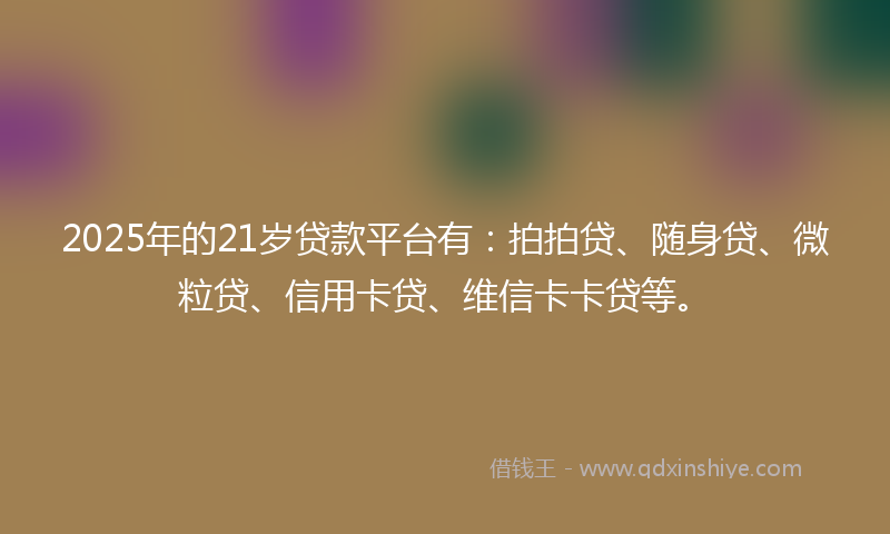 2025年的21岁贷款平台有：拍拍贷、随身贷、微粒贷、信用卡贷、维信卡卡贷等。