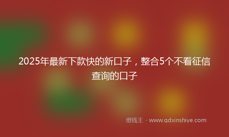 2025年最新下款快的新口子，整合5个不看征信查询的口子