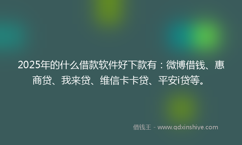 2025年的什么借款软件好下款有：微博借钱、惠商贷、我来贷、维信卡卡贷、平安i贷等。