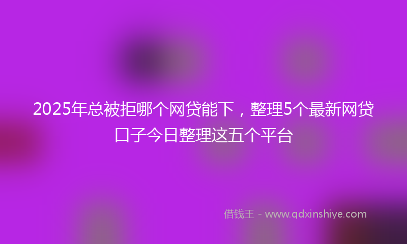 2025年总被拒哪个网贷能下，整理5个最新网贷口子今日整理这五个平台