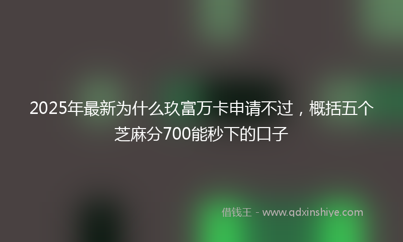 2025年最新为什么玖富万卡申请不过，概括五个芝麻分700能秒下的口子
