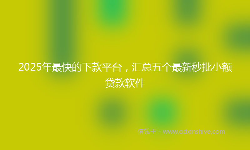 2025年最快的下款平台，汇总五个最新秒批小额贷款软件