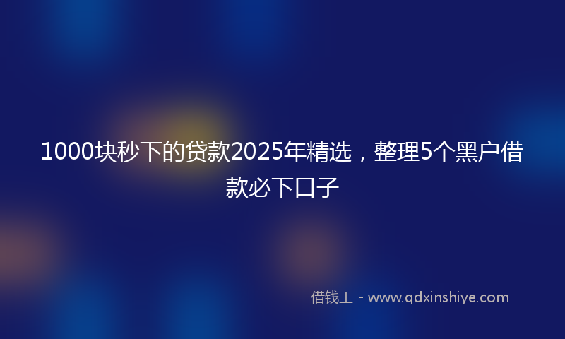 1000块秒下的贷款2025年精选，整理5个黑户借款必下口子